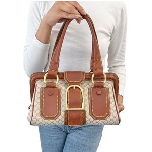 CELINE Vintage Macadam Canvas & Leather Satchel Doctor Bag, Stunning Condition